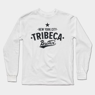 Tribeca Manhattan Logo -  Authentic NYC Vibes - Minimal Style Long Sleeve T-Shirt